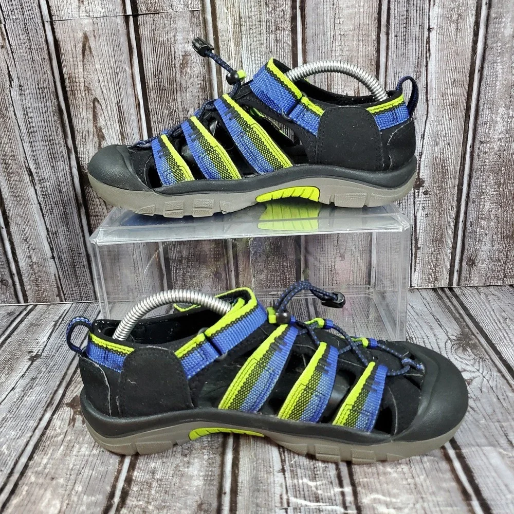 KEEN Youth Newport H2 Waterproof Sandals Black Blue Green Hiking 1014265 Size 4